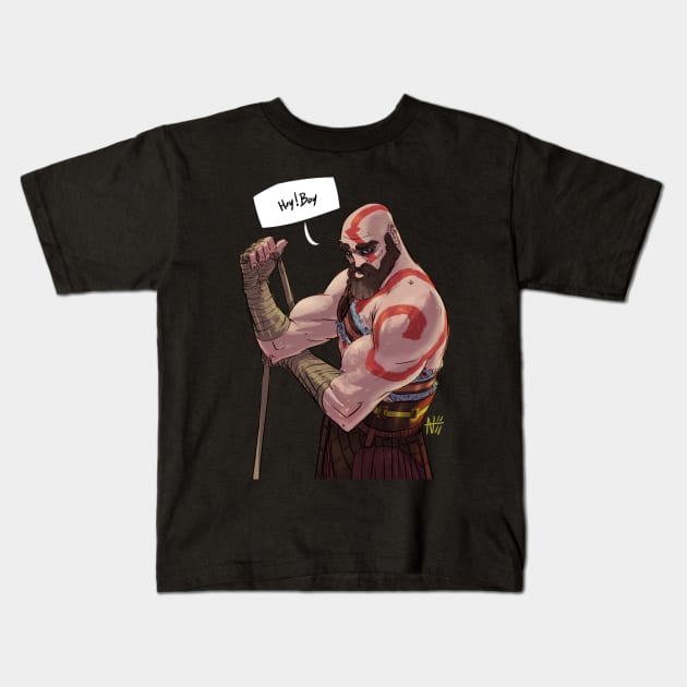 HEY BOY - god of war. Kids T-Shirt by Flappy